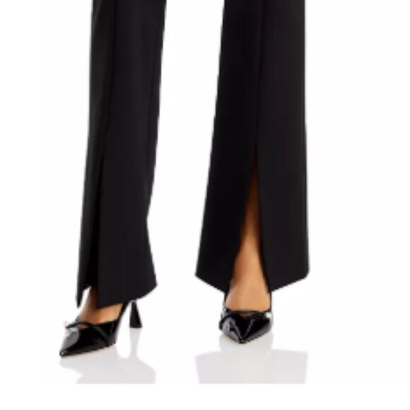 Alice + Olivia Black Classics Walker Slit Slim Leg Pants Size 4 - Picture 3 of 11